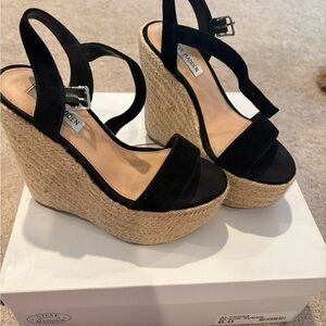 Steve Madden Black Wedge Sandals